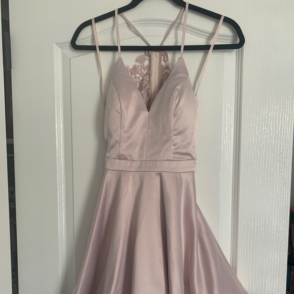 Sequin Hearts blush pink cocktail dress